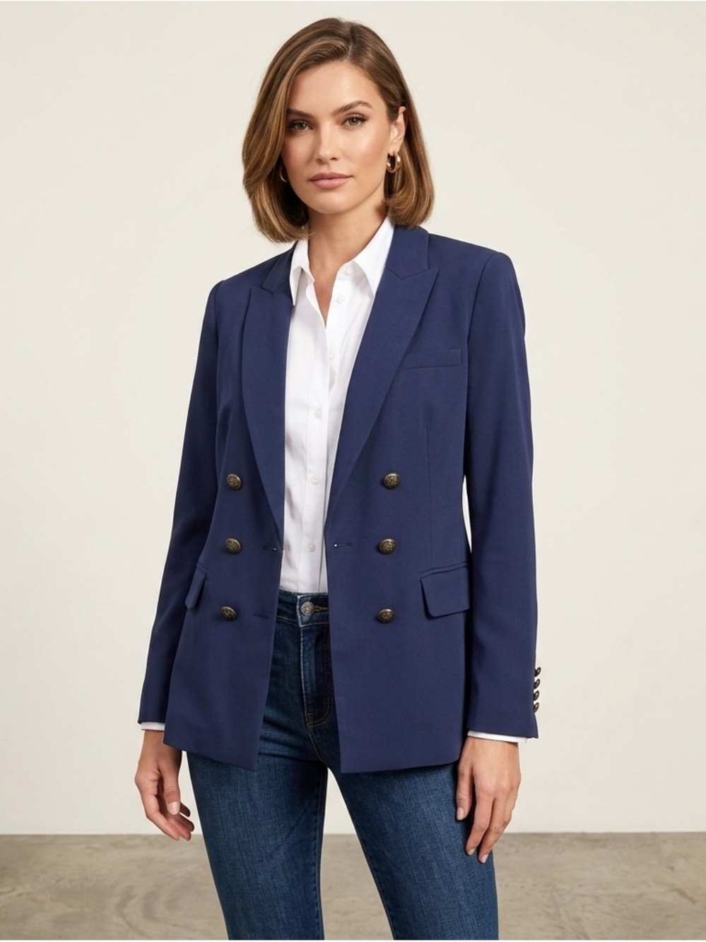 Boston Proper Navy Double Breasted Blazer Size 18